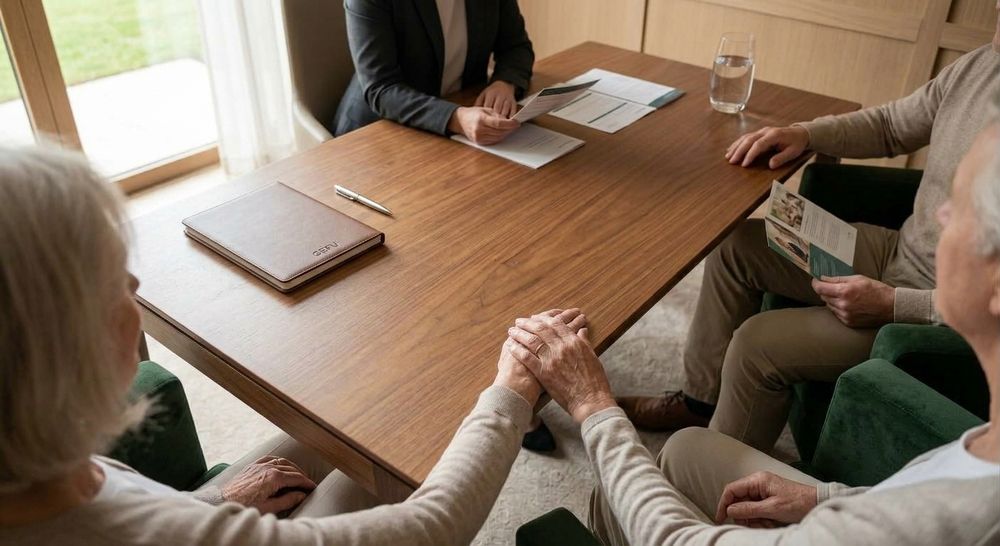 Reunión de atención a una familia en la funeraria